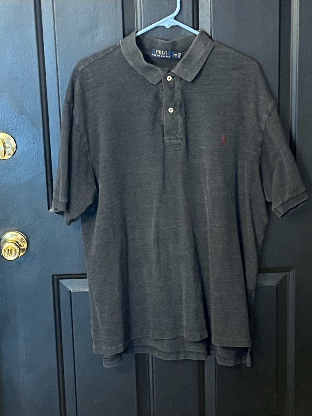 Polo by Ralph Lauren Men's Charcoal Short-Sleeve Polo with Red Pony